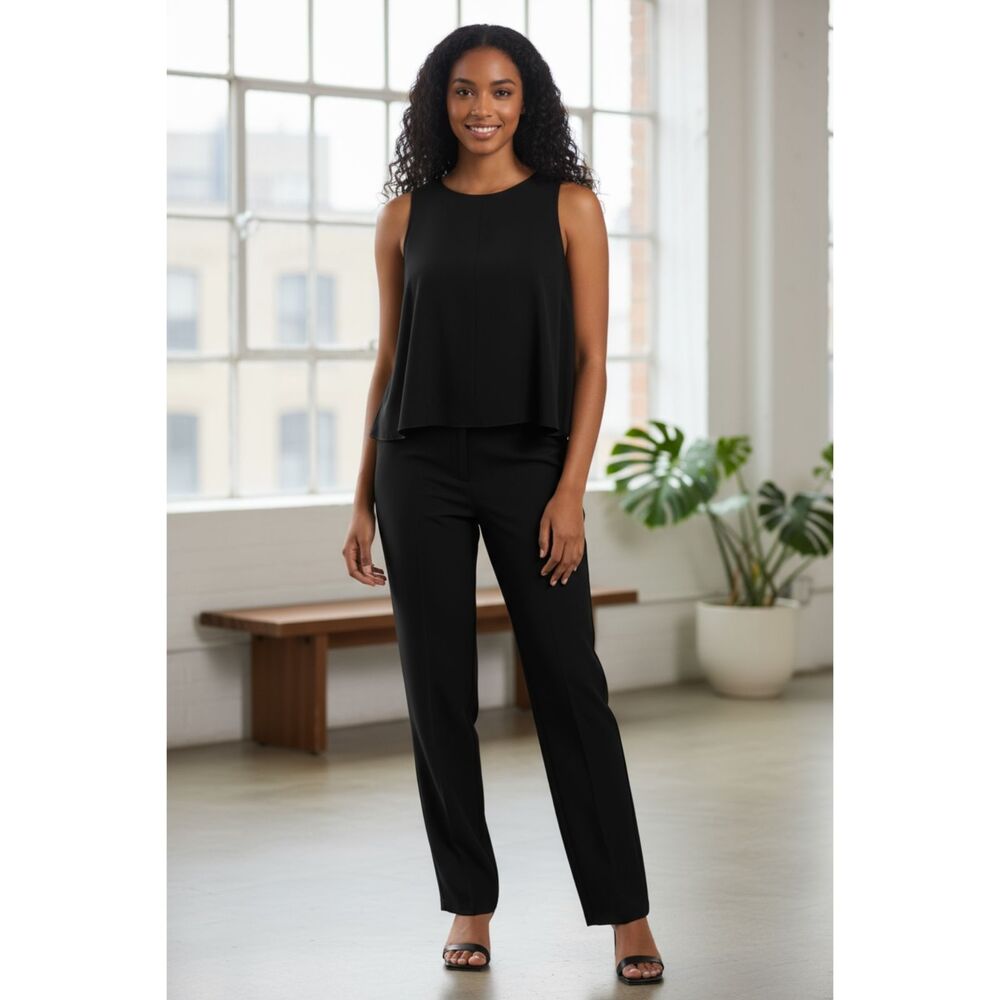 Club Monaco Sleeveless Straight Leg Jumpsuit Women's Size 0 Sheer Top w/Overlay